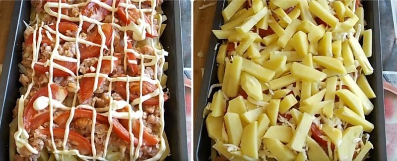французское мясо с запеченным картофелем