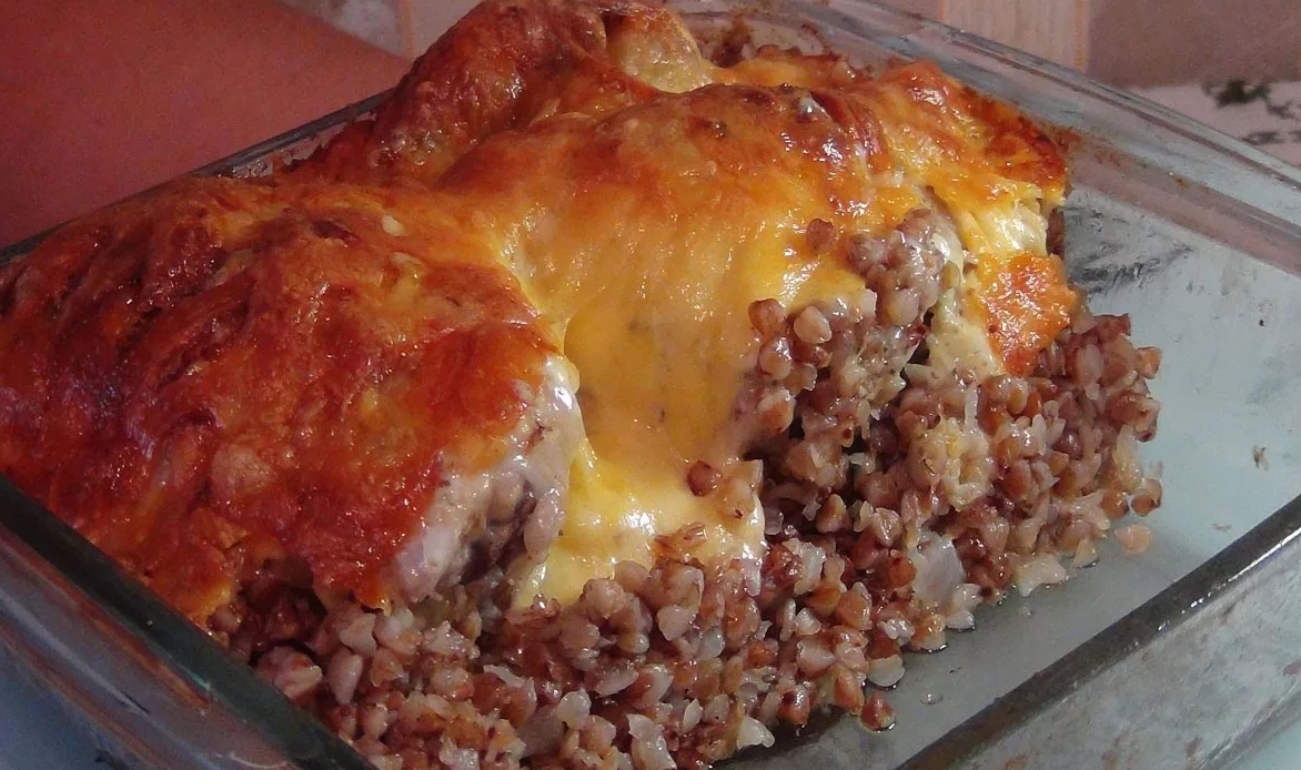 Гречка с курицей в духовке с сыром