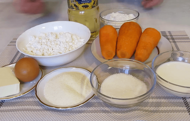 Ингредиенты для котлет из моркови с творогом