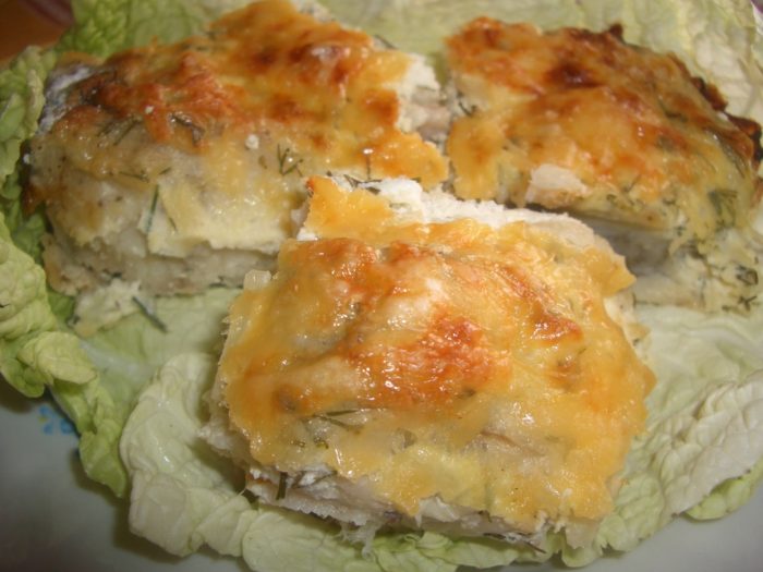 треска со сметаной и сыром