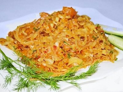 тушеная капуста с тыквой
